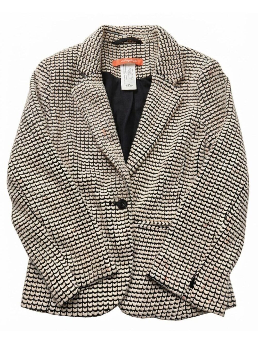 Cartonnière Anthropologie Black Ivory Textured Knit Blazer Jacket Large